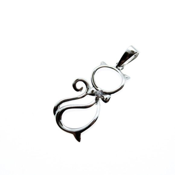 Sterling Silver 925  Cat Pendant Snake Chain 20” - Picture 7 of 9